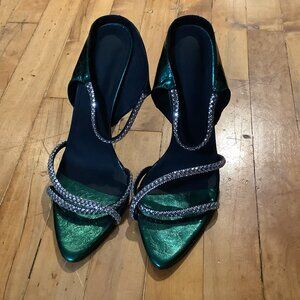 Carrie High Heel Mules - Green - Size 40